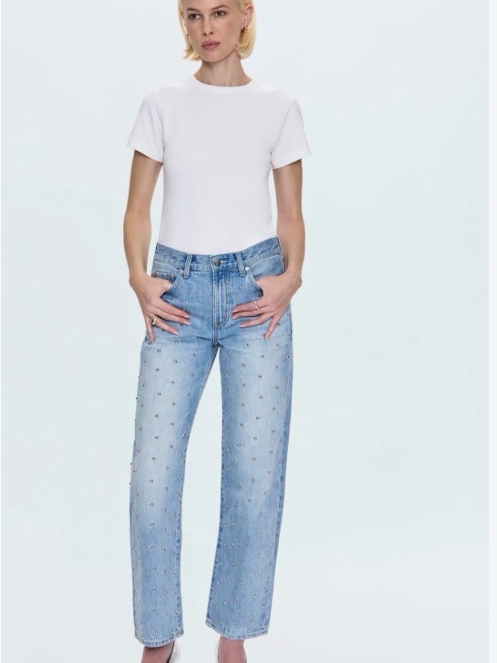 pistola Light Blue Straight-Leg Embellished Jeans - Women